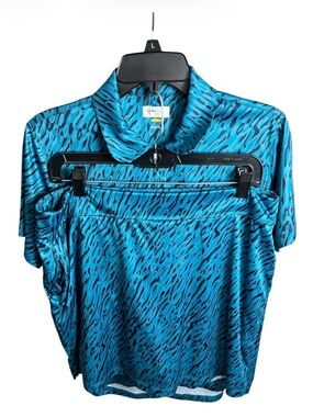 Greg Norman Play Dry Golf Outfit Set 1/4 Zip Polo & Skort Teal Zebra L 20”Pit